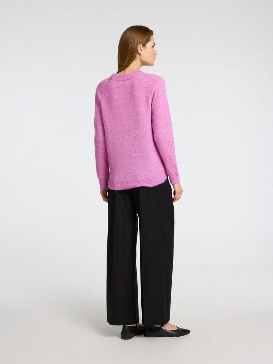 Lulu O-Neck Strikket Genser - Rosa/ First Bloom